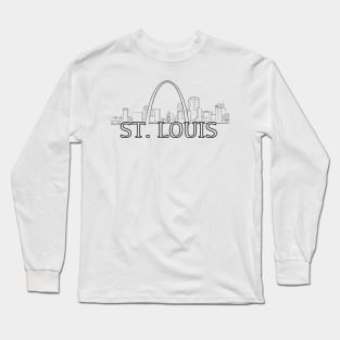 Line drawing of the skyline in St. Louis Missouri Long Sleeve T-Shirt